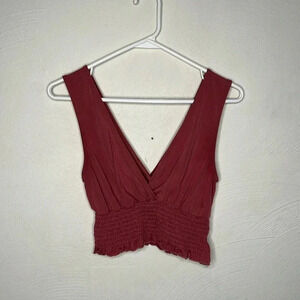 Urban Outfitters Mauve Cropped Smocked Tank Top Size S
